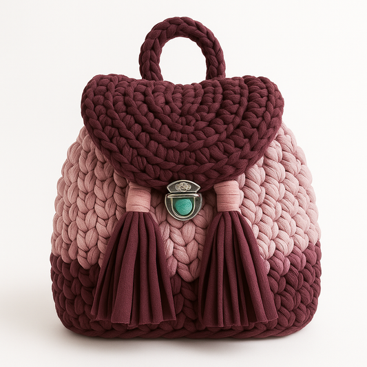 Maroon Soft Blush - Dual-tone crochet backpack!