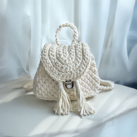 Nest Pack Urban - Elegant Off-White Crochet Backpack