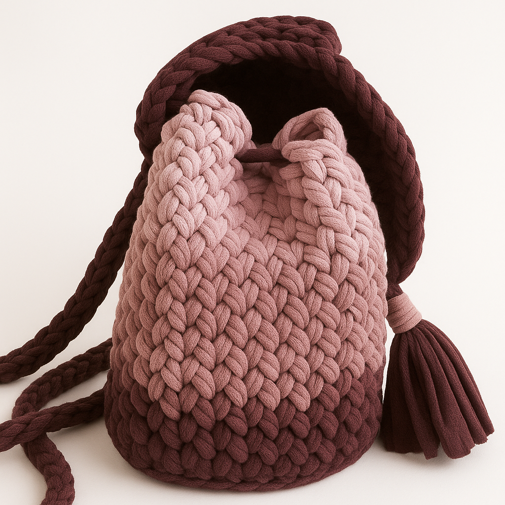 Maroon Soft Blush - Dual-tone crochet backpack!