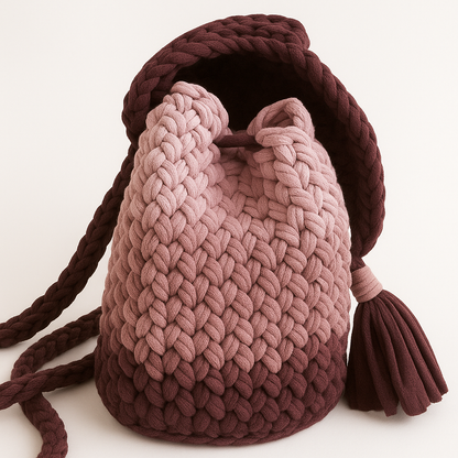 Maroon Soft Blush - Dual-tone crochet backpack!