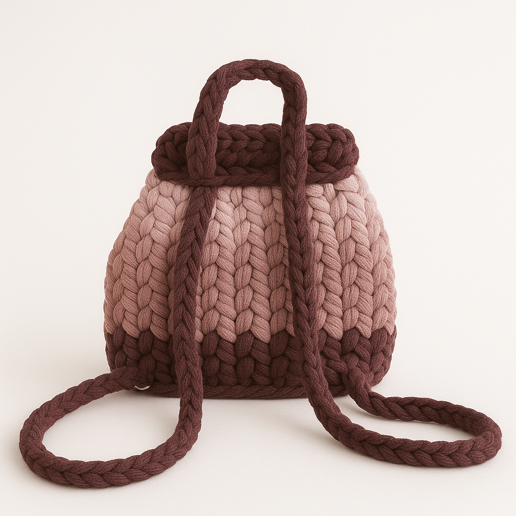Maroon Soft Blush - Dual-tone crochet backpack!