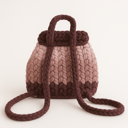 Maroon Soft Blush - Dual-tone crochet backpack!