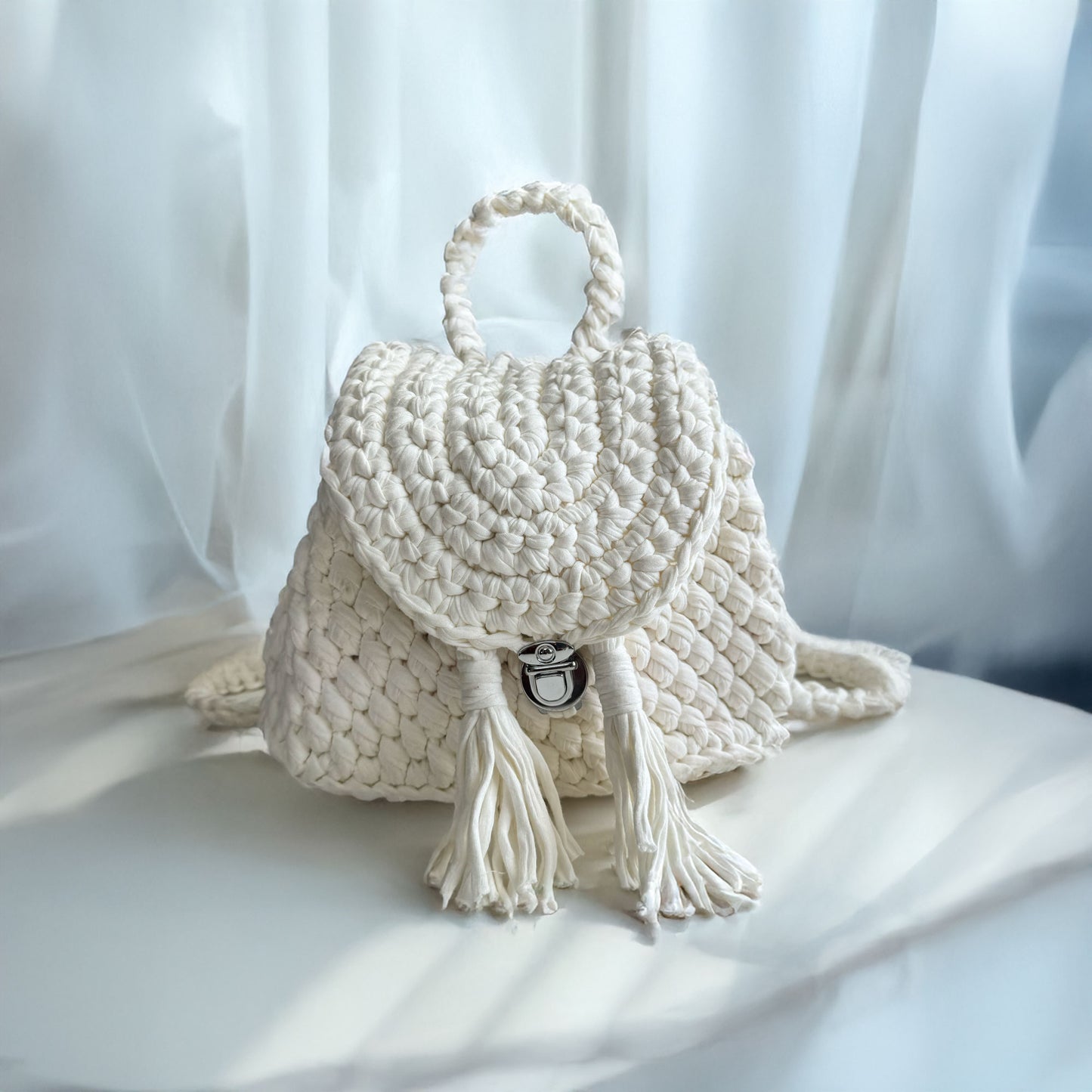 Nest Pack Urban - Elegant Off-White Crochet Backpack